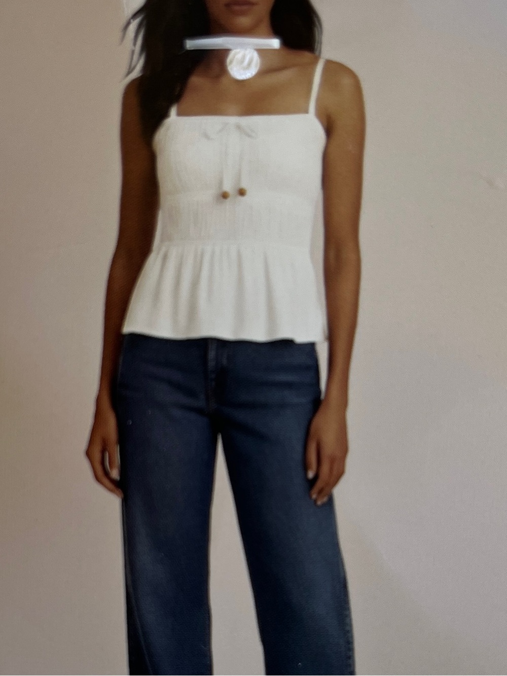 B.Wear Women’s White Smocked Peplum Cami Top XS